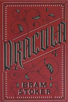 the cover to dracula by bram stoker, written in black ink on red paper