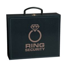 a black briefcase with a ring security logo on it