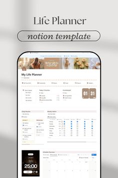 a cell phone with the words life planner on it, and an image of a woman in