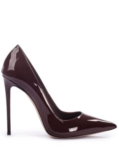 chocolate brown leather patent finish pointed toe slip-on style branded leather insole high stiletto heel leather sole Platform Pointed Heels, Leather Shoes For Women, Heels Stilettos, So Kate Louboutin Zendaya, Shoes Luxury, Stilettos Heels, Silk Heels, Pump Heels, Brown Heels Outfit