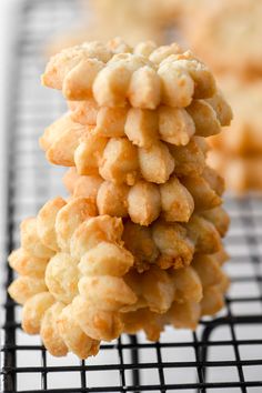 a close up of some food on a rack