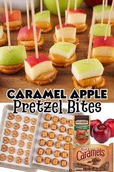 caramel apple pretzel bites are an easy snack for the kids to make