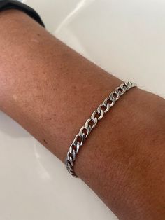 Adjustable Silver Bracelet With Curb Chain, Silver Cuban Link Bracelet With Adjustable Chain, Silver Chain Bracelet Women, Silver Adjustable Curb Chain Bracelet, Metal Cuban Link Bracelets As Gift, Adjustable Silver Curb Chain Bracelet, Cuban Link Metal Bracelet As Gift, Minimalist Cuban Link Bracelet As A Gift, Cuban Link Metal Bracelet For Gift