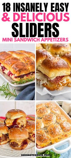 Slider recipes photo collage with text overlay. Leftover Turkey Sliders, Meatballs Sliders, Pepper Jack Chicken, Inexpensive Appetizers, Recipes To Feed A Crowd, Meatball Sliders Recipes, Jack Chicken, Party Sliders