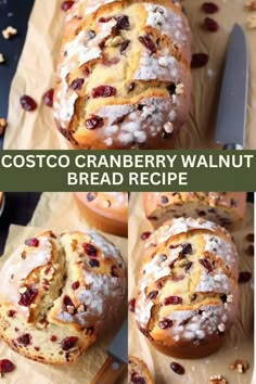 cranberry walnut bread recipe with text overlay