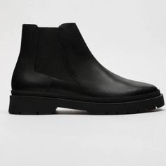 Men's Zara Leather Chelsea Ankle Boots Size Eu 42/ Us 9 Nwt No Original Box Black Chelsea Leather Ankle Boots Zappa Leather Elastic Gore Sides Chunky Black Track Sole Semi Round Toe Style # 2009/820/040 Items Are Retail Store Purchases And May Have Been Handled Or Tried On By Store Customers Prior To Sending, Photos Are Taken Of Item With Shipping Label And A Zip Tie Tag Attached To Represent The Item Purchased And Shipped Leather Ankle Work Boots With Padded Ankle, Leather Ankle-high Work Boots With Padded Ankle, Leather Slip-on Boots With Padded Ankle, Leather Chelsea Boots With Padded Ankle, Leather High-top Chelsea Boots With Padded Ankle, High-top Leather Chelsea Boots With Padded Ankle, Zara Leather Chelsea Boots With Round Toe, Zara Chelsea Ankle Boots For Work, Zara Chelsea Boots For Workwear