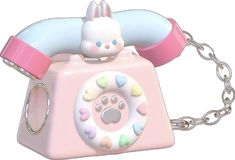 a pink phone with a bunny on it