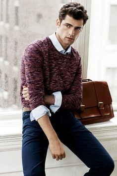 Burgundy Clothes, Male Modeling, Sean O'pry, Blue And Burgundy, Taylor Swift New, Outfits Hombre, College Outfit, Men Shirt