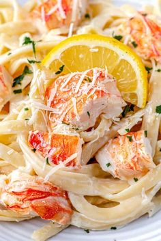 pasta with lobster, lemon and parmesan cheese