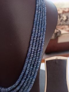 21'' AAA 634 Carat Natural Blue Sapphire Faceted Rondelle 3-6MM Gemstone Beads Necklace Stone : Natural Blue Sapphire Shape :- Rondelle Size :3mm to 6mm Weight :- 634 carat Polish :- Handmade color - blue length - approx 21 inch 5 line Necklace It is known as the 'love stone' as the message it emits is the strong vibration of unconditional love, joy, warmth and healing. As quartz crystals are profound amplifiers of energy, it may help to kindle happiness, love, romantic feelings and sensuality. Blue Faceted Rondelle Beaded Necklaces, Blue Faceted Oval Beads Jewelry, Blue Gemstone Rondelle Beaded Necklace, Blue Gemstone Beaded Rondelle Necklace, Blue Faceted Beads For Jewelry Making, Blue Rondelle Gemstone Beads, Blue Faceted Round Bead Gemstones, Blue Faceted Gemstones Round Beads, Sapphire Beaded Rondelle Jewelry