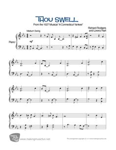 sheet music with the words thou swell