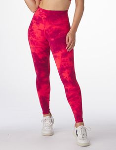 High Waist Pure Legging: Cherry Tie-Dye Bullet Proof, High Waist Bottoms, Belly Button, Covered Buttons, Bend, High Waist, Tie Dye, Fashion Inspo, Cherry