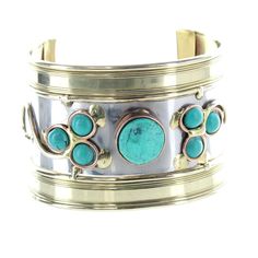 "Turquoise Cuff Bracelet, adjustable in silver and gold, 2.75\" wide, each" Adjustable Silver Brass Cuff Bracelet, Adjustable Turquoise Metal Cuff Bracelet, Bohemian Turquoise Metal Cuff Bracelet, Unique Blue Nickel-free Cuff Bracelet, Handmade Turquoise Metal Cuff Bracelet, Turquoise Metal Bangle Cuff Bracelet, Turquoise Metal Cuff Bracelet As Gift, Turquoise Metal Cuff Bracelet Gift, Turquoise Metal Bangle Jewelry