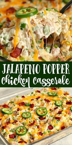 the jalapeno popper chicken casserole is ready to be eaten