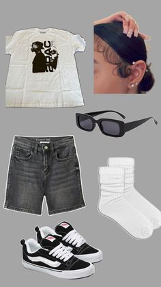 First Day Of School Outfit Knu Skool Vans, Back To School Streetwear Outfits, Outfit Ideas With Jorts, Grey Jorts Outfit, New School Vans Outfit, Back To School Outfits 2024, Back To School Clothes List, B2s Outfits, First Day Outfits