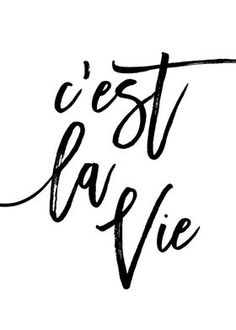 the words'est la vie'written in black ink