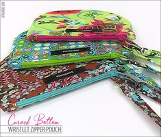 several zippered pouches are stacked on top of each other