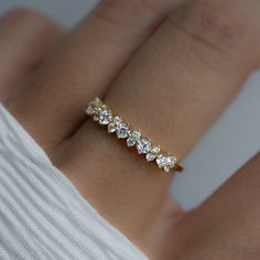 This beautiful cubic zirconia stacking ring is available in gold or sterling silver. It is elegant and great as as wedding band, as a stacking ring, or as a gift to a best-friend, wife or yourself! Simple stunning! - - - D E T A I L S - - - * Made of 925 Sterling Silver * THICK plating of 14k Gold or Rhodium * Available in Sizes 4-10 * Made of highest quality cubic zirconia * VERY HIGH QUALITY * Nickel-free & Hypoallergenic - will NOT turn fingers green! * Small stones: 1.5mm Large stones: 2.5mm Ring Sizer Tool https://samijewels.etsy.com/listing/1240904225 🎁 Comes in a gift-box, ready for gift giving!  ✈️ Ships same day for fast delivery!  ♡ Made with 100% Pure Love!  🥰 Happy to answer any questions you may have!  🤗 Let's Connect!  IG: samijewels_ Small Diamond Ring, Diamond Stacking Rings, Chunky Earrings, Celestial Jewelry, Stacked Jewelry, Initial Jewelry, Timeless Jewelry, Sapphire Jewelry, Anklet Jewelry