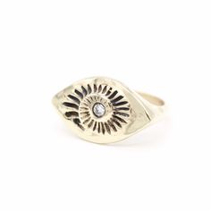 This unique signet style ring originates from an appreciation for antiquities. The embedded ammonite detail features a single center diamond. Signet Ring, 10k Gold, Ring Bracelet, Sterling Ring, Jewelry Inspiration, Fossil, Gold Earrings, Aura, Gold Necklace