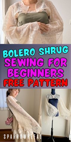 the sewing pattern for this bolero shawl is easy to sew and can be made in any size