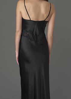 Le Tresor Silk Gown Formal Lace Slip Dress With Lace Back, Formal Lace Back Slip Dress, Fitted Lace Trim Slip Dress For Formal Events, Fitted Satin Slip Dress With Lace Back, Formal Fitted Slip Dress With Lace Trim, Silk Night Dress With Delicate Lace, Night Silk Dress With Delicate Lace, Formal Fitted Slip Dress With Lace Back, Fitted Lace Back Slip Dress For Formal Occasions