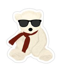 a polar bear wearing sunglasses and a scarf