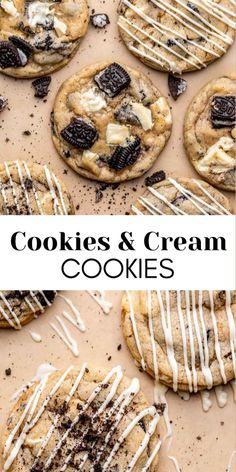 cookies and cream cookies with white icing drizzled on top