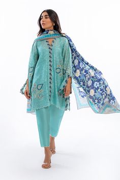 Dimah Blue Slub Silk Kurta With Sheer Dupatta, Blue Slub Silk Anarkali Set, Blue Dresses With Resham Embroidery In Cotton Silk, Blue Bollywood Style Salwar Kameez In Slub Silk, Blue Cotton Silk Salwar Kameez With Sheer Dupatta, Festive Blue Slub Silk Salwar Kameez, Blue Slub Silk Dupatta With Resham Embroidery, Blue Slub Silk Saree Set, Blue Kurta With Dupatta In Traditional Drape