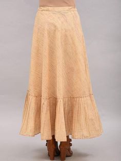 A full length beige tiered umbrella skirt with draw string at waist Ready garment measurements (in Inches): Free size: Length: 37", Waist - 39" Fabric: Cotton Dobby Color: Beige Fit: Model height is 5'7" Model is wearing a size S Loose and comfortable fit. Instructions: Hand wash separately in cold water This product will be shipped within 20-25 days of order placed. Umbrella Skirt, Flowy Skirt, Pink Beige, Best Deal, Model Height, Fabric Cotton, Free Size, Cold Water, Umbrella