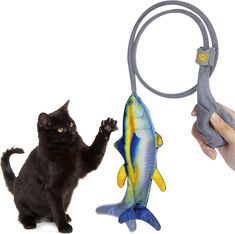 ZIKKTA Interactive Fishing Cat Toy with Catnip - Hand Controlled Teething Kitten & Cat Toys for Indoor Cats. Made of Cute Pet Friendly Scratching Plush with Bell & Cat Nip Crack Fishing Cat, Cute Pet, Cat Toy, Catfish, Cat Toys, Cats And Kittens