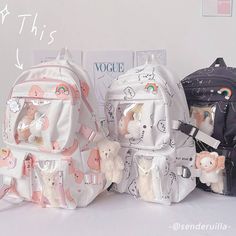 Kawaii Bear Harajuku Canvas Backpack - Limited Edition Kawaii Bags Backpacks, Kawaii Soft Aesthetic, Backpack Kawaii, Cute School Bags, Kawaii Bear, Kawaii Bag, Stylish School Bags