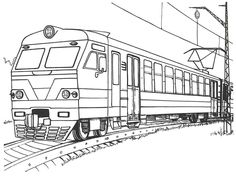 a black and white drawing of a train