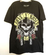 Guns N Roses 85 Tour Band T Shirt Black Cotton T-Shirt Featuring A Front Graphic. Soft Cotton Cut In A Relaxed Fit With Short Sleeves Crew Neck. Unisex Perfect For Men Or Women - 100% Cotton, - Brand New - Medium - Chest: 20” - Length 29” -Large - Chest 22” - Band T Shirt Guns N Roses 85 Tour Graphic T Shirt Rock Band Graphic Tees, Old Band Shirts, Rebellious Black Crew Neck T-shirt, Black Crew Neck T-shirt With Rose Print, Black Short Sleeve T-shirt With Rose Print, Black Rose Print Short Sleeve T-shirt, Black Cotton T-shirt With Rose Print, Streamer Outfits, Outfit Outer