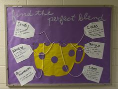 a bulletin board with writing on it that says, find the perfect blend study class