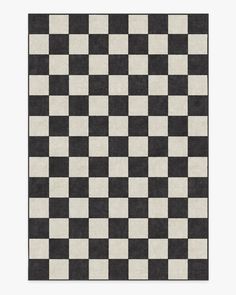 a black and white checkerboard pattern rug