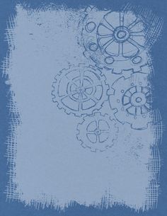 a blue book cover with gears on it