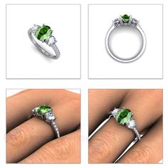 An absolutely stunning 3 stone Tsavorite Garnet and Diamond ring in your choice of 14K or 18K White, Yellow or Rose Gold. The center stone is a lovely oval cut .95ct brilliant natural Tsavorite Garnet. It has a two gorgeous .33ct diamonds, one on each side, and diamonds cascading down the band, .82ctw. Gorgeous! This ring would make a beautiful engagement ring. The matching wedding band is also available. Ask for a quote on the set. Official Website: www.RareEarthJewelry.com SCHEDULE This ring i Green Diamond Three Stone Rings, Three Stone Round Cut May Birthstone Diamond Ring, Elegant Tsavorite Birthstone Ring, Green Three Stone Diamond Ring Round Cut, Green Three Stone Birthstone Ring For Wedding, Elegant May Birthstone Ring With Three Stones, May Birthstone Three-stone Diamond Ring, Luxury Three-stone Green Diamond Ring, Luxury Green Three Stone Diamond Ring