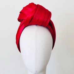 Party Turban Hat, Elegant Red Hat, One Size, Elegant Red Hat One Size, Elegant Red One-size Hat, Adjustable Headwrap For Party, Elegant Red Hat, Party Headwrap In Headband Style, Party Turban Headband, Party Headband Headwrap One Size