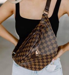 We’re here for the belt bag trend and this lovely designer dupe is no exception! Take your pick of this classy women’s belt back in coffee or white. Fanny Bag, Checkered Print, Checker Print, Brown Crossbody, Bag Trends, Bum Bag, Gorgeous Bags, Everyday Objects, Printed Bags