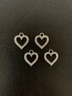 "4 white & silver crystal heart charms, white heart, white heart charm, crystal heart charms, crystal heart, heart charms, heart charm, silver heart charm, heart charms silver, hearts ★ Charm Size: 5/8\" L X 5/8\" W.           ★ More charms, beads, pendants, jewelry making supplies and buttons available at https://www.etsy.com/shop/ElevenWestDesigns" Silver Metal Heart Charm, Silver Heart Charm In Metal, Silver Crystal Heart Necklace With Rhinestones, Silver Heart Earrings With Rhinestones For Gift, Silver Heart Necklace With Rhinestones, Silver Crystal Double Heart Necklace, Silver Double Heart Crystal Necklace, Silver Heart Charm Earrings With Cubic Zirconia, Silver Cubic Zirconia Heart Charm Earrings