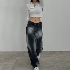 spring womens fashion high waist Women's Wide leg jeans baggy woman denim capris tie dye Pants jean mom jeans trousers ? Black Denim Pants, Moda Denim, Tie Dye Pants, High Waisted Black Jeans, Denim Decor, 90s Baggy, Streetwear Summer, Baggy Y2k, Trouser Style