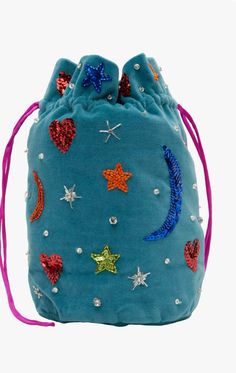 Painted Tote, Embroidered Tote Bag, Embroidered Tote, Copenhagen Style, Where To Shop, Blue Hand, Moon And Star, Velvet Pouch, Jewel Box