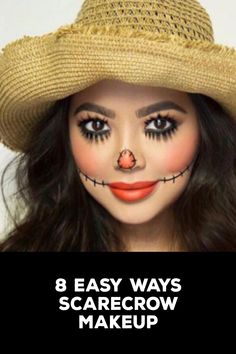 How to Scarecrow Makeup Halloween Makeup Diy Easy, Diy Scarecrow Costume, Scarecrow Halloween Makeup, Halloween Costumes Scarecrow, Meme Costume, Scarecrow Makeup, Kids Nails, Diy Scarecrow, Halloween Make-up Looks