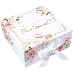 PRICES MAY VARY. WHAT YOU'LL RECEIVE - 1 'Will You Be My Bridesmaid' proposal box and 1 paper card for you to write a message to your bridesmaid. LUXURIOUS AND CLASSY - Present a special memory to your girls by putting your items in our beautiful boxes. Featuring gold-stamped details, a white ribbon, and elegant flower pattern, our boxes will make your items stand out. STRONG AND STURDY - Unlike cheap boxes, BRIGEL boxes are crafted with quality materials to hold well in shape. Each box is made Maid Of Honor Gifts, Be My Maid Of Honor, Maid Of Honor Proposal, Floral Bridesmaid, Bridesmaid Gift Boxes, Bridesmaid Box, Proposal Box, Bridesmaid Proposal Box, Maid Of Honour Gifts