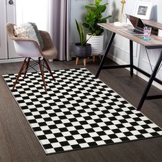 PRICES MAY VARY. FLAT-WOVEN CHECKERED RUG. Seavish checkered rugs are made from sturdy composition of cotton and polyester which make the rug soft, cozy, low-maintance and more sustainable. The soft cotton blend adds cushioning to the floor and the weave is thin enough to fit under most doors, making them easy to use anywhere. REVERSIBLE BLACK AND WHITE CHECKERED RUG. The reversible rug can be laid on either side, meaning it could hold up long and can be turned over regularly. The reversible che Checkerboard Rug, Plaid Area Rug, Door Bedroom, Entryway Office, Rug Outdoor, Checkered Rug, Flat Woven Rug, Checkerboard Pattern, Kitchen Flooring