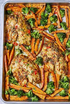 chicken, broccoli and carrots in a casserole dish