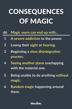 a poster with the words consequents of magic