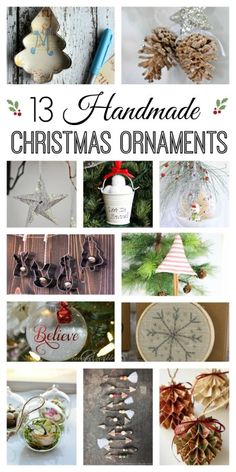 twelve handmade christmas ornaments with text overlay