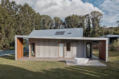 the house is made out of concrete and wood