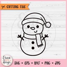 a snowman wearing a santa hat and scarf, with the word cutting file on it